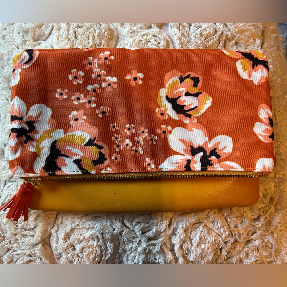 Rachel Pally Zaraha Yellow Orange Floral Clutch